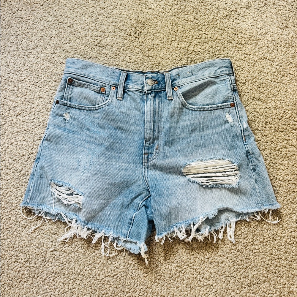 Madewell relaxed mid-length Distressed Jean Shorts